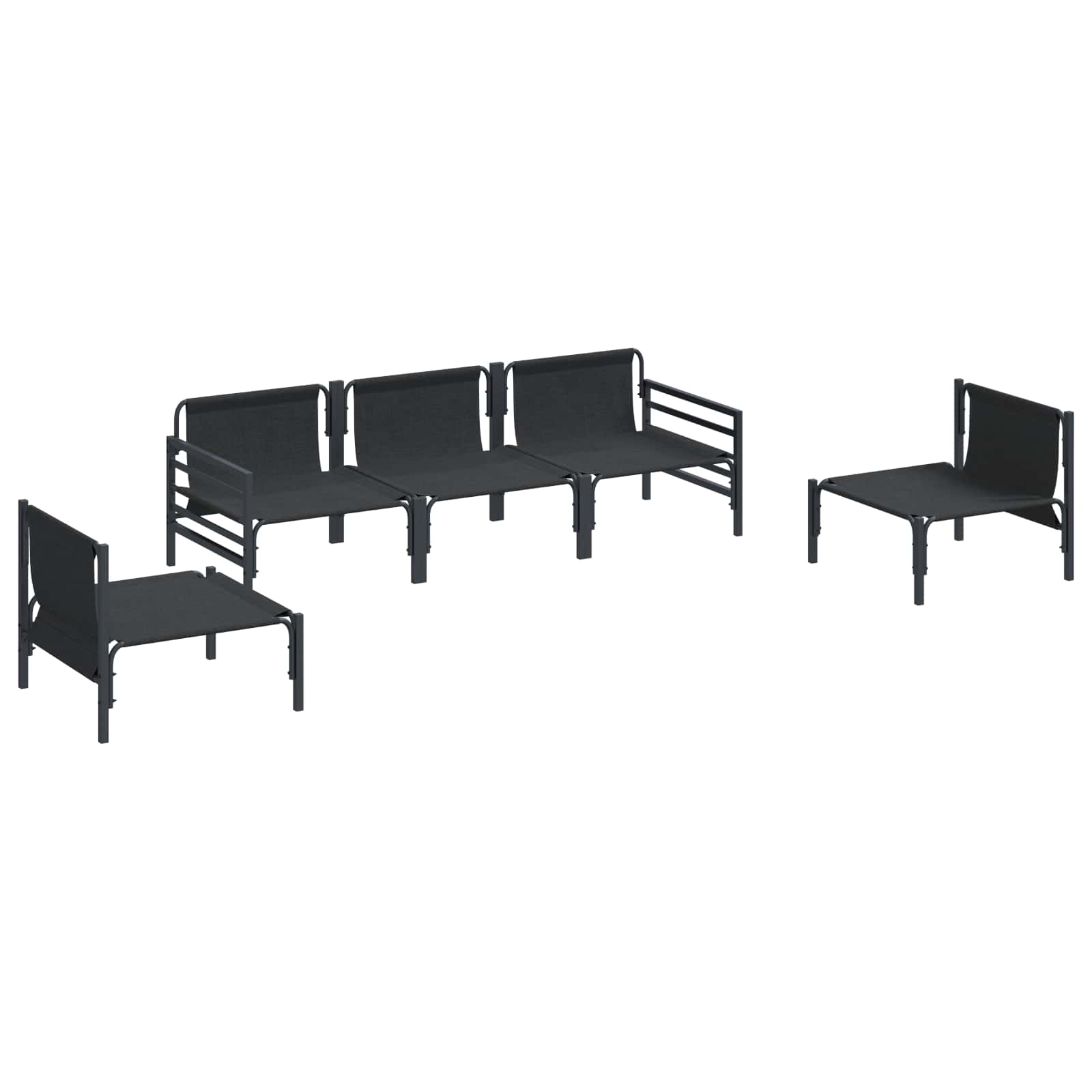 Ensemble de canapé de jardin avec coussin 5 pcs Noir Acier - XIOS
