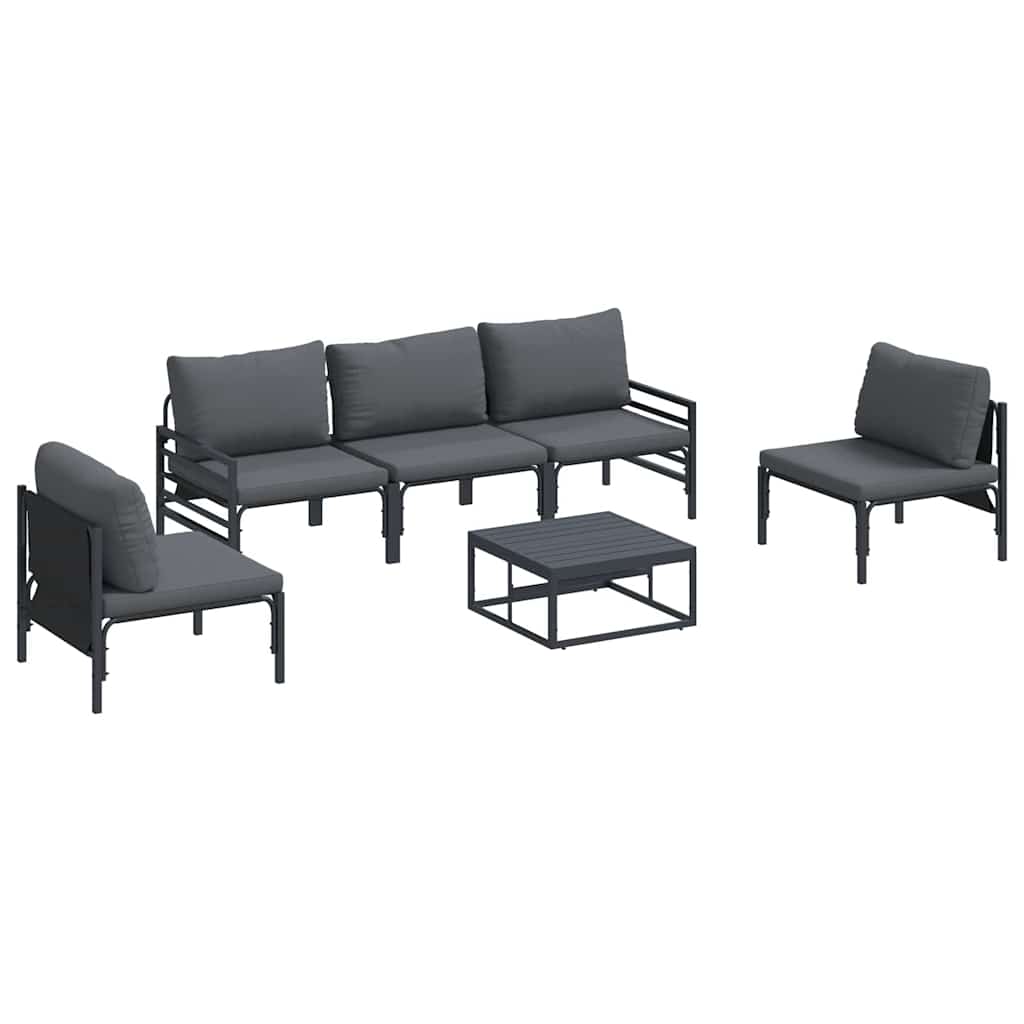 Ensemble de canapé de jardin avec coussin 6 pcs Noir Acier - XIOS