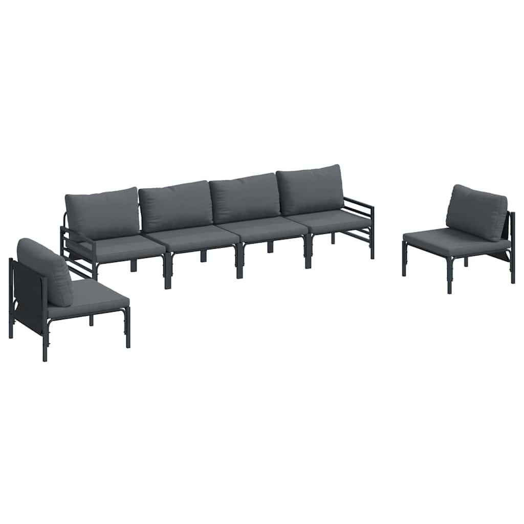 Ensemble de canapé de jardin avec coussin 6 pcs Noir Acier - XIOS
