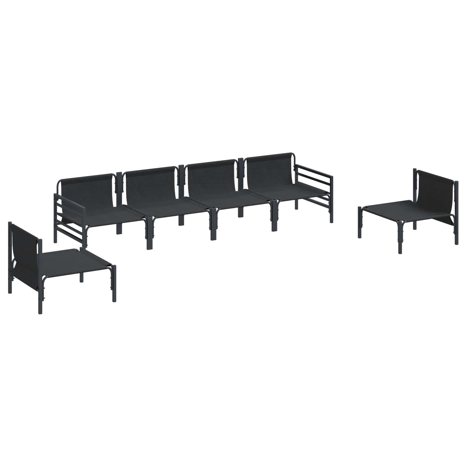 Ensemble de canapé de jardin avec coussin 6 pcs Noir Acier - XIOS