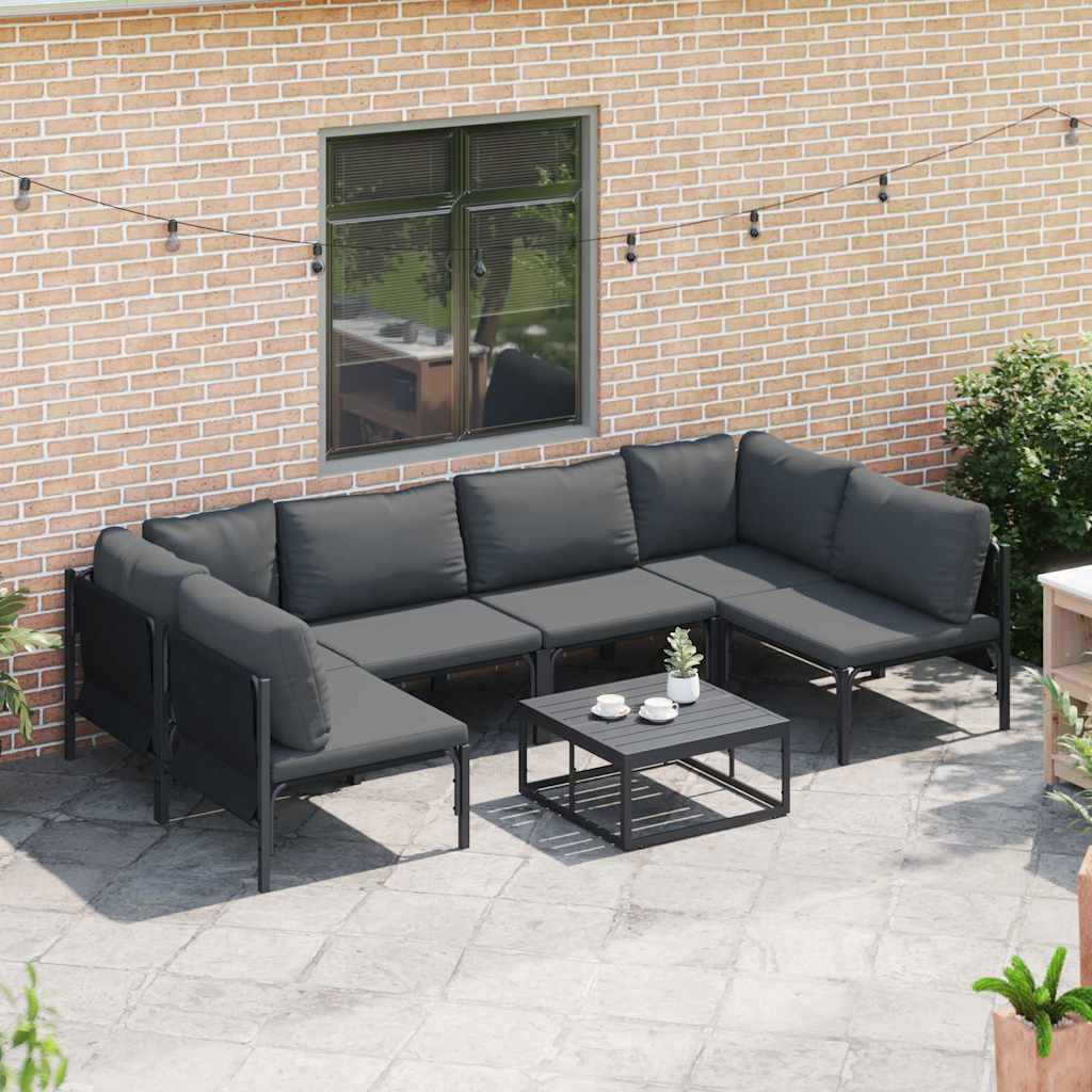 Ensemble de canapé de jardin avec coussin 6 pcs Noir Acier - XIOS