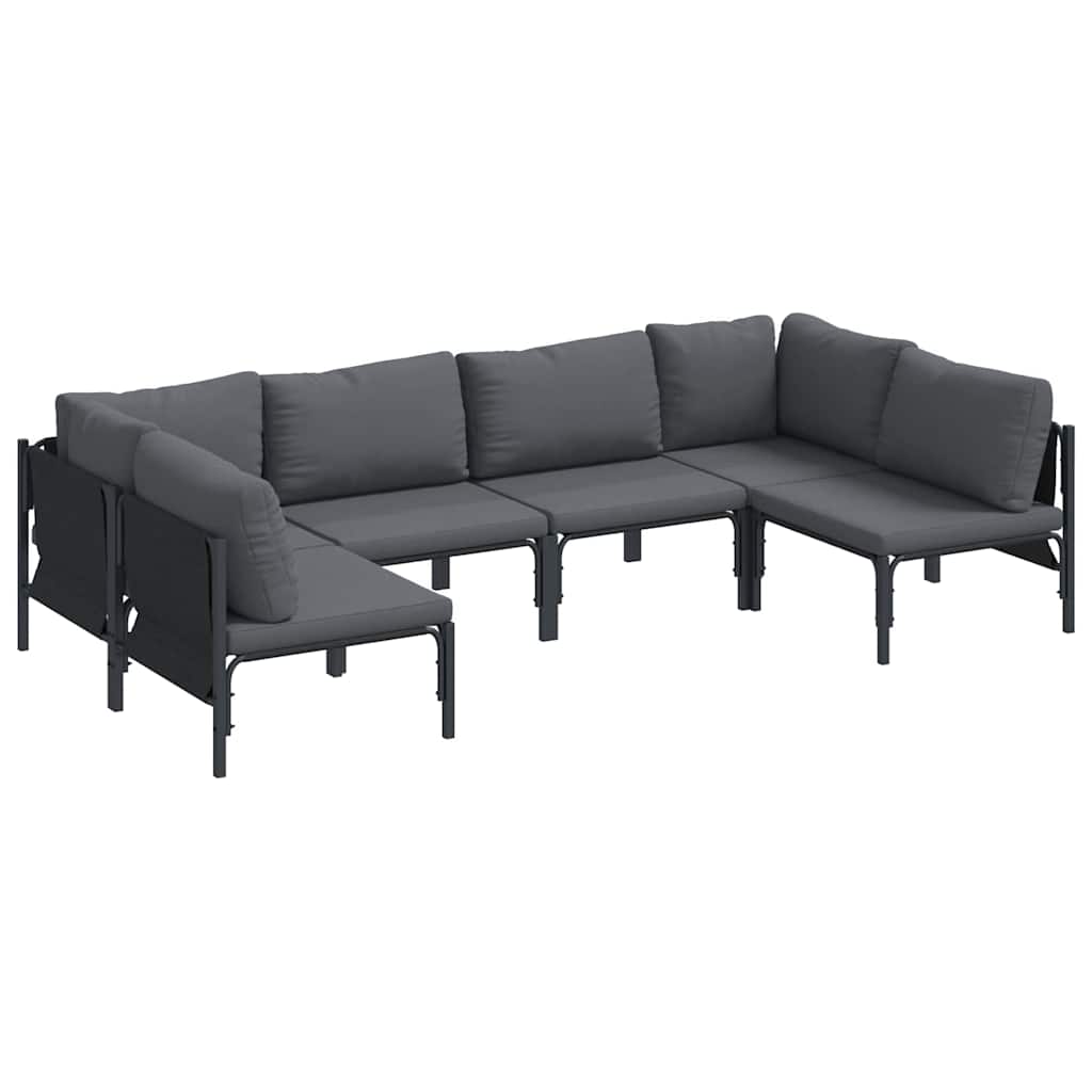 Ensemble de canapé de jardin avec coussin 6 pcs Noir Acier - XIOS