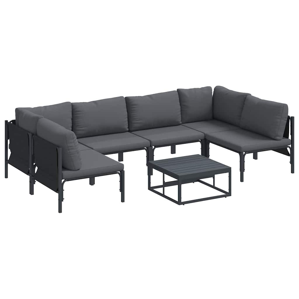 Ensemble de canapé de jardin avec coussin 7 pcs Noir Acier - XIOS