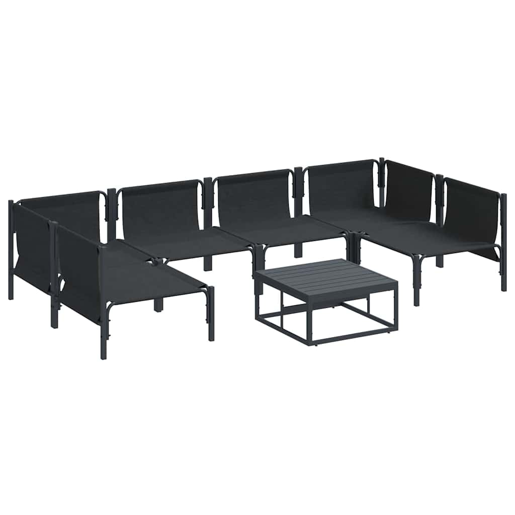 Ensemble de canapé de jardin avec coussin 7 pcs Noir Acier - XIOS