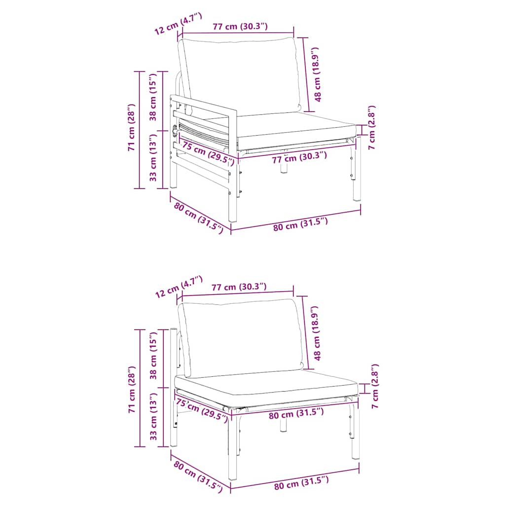 Ensemble de canapé de jardin avec coussin 7 pcs Noir Acier - XIOS