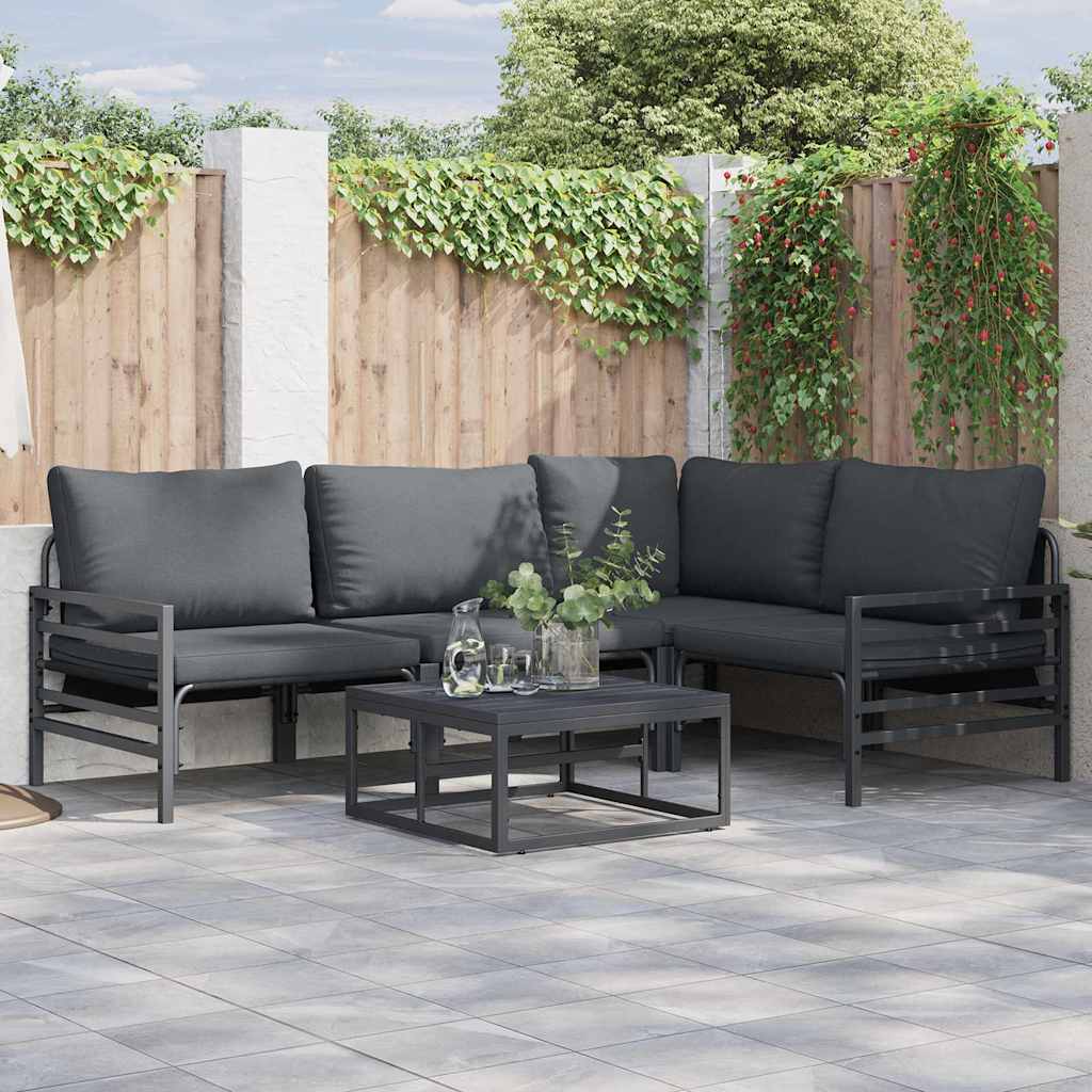 Ensemble de canapé de jardin avec coussin 4 pcs Noir Acier - XIOS