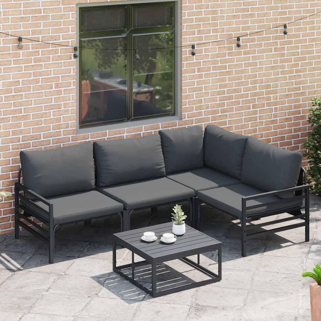 Ensemble de canapé de jardin avec coussin 4 pcs Noir Acier - XIOS