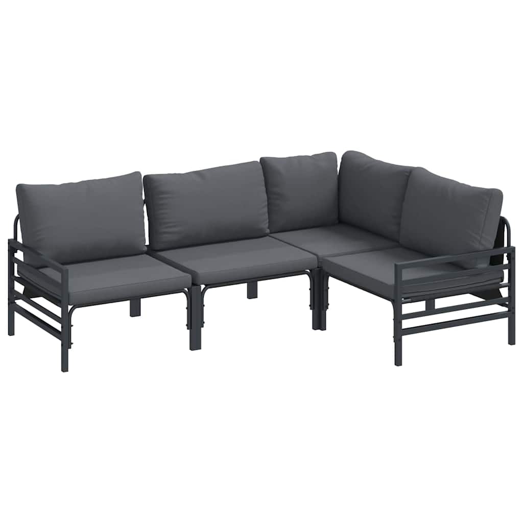Ensemble de canapé de jardin avec coussin 4 pcs Noir Acier - XIOS