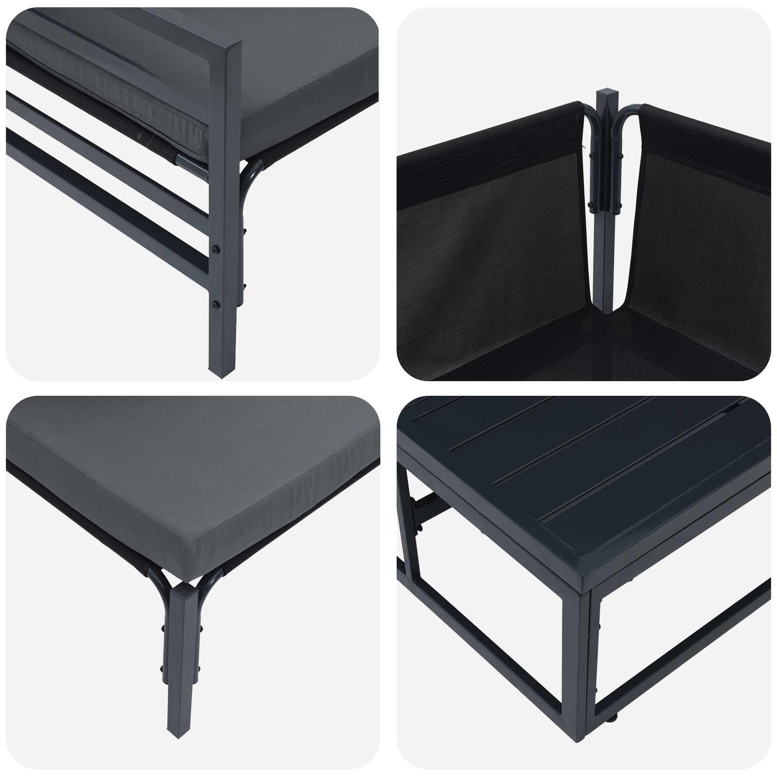 Ensemble de canapé de jardin avec coussin 6 pcs Noir Acier - XIOS