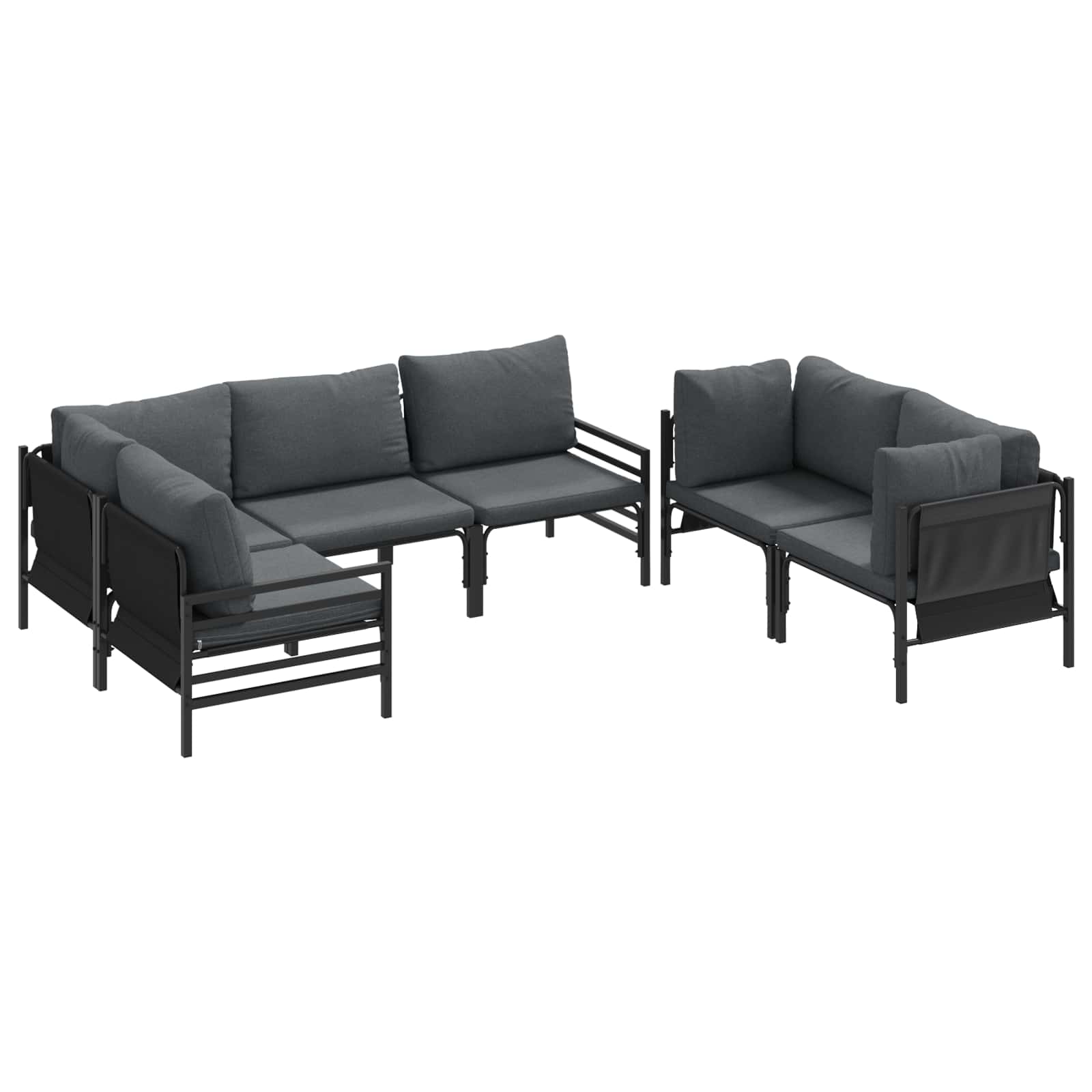 Ensemble de canapé de jardin avec coussin 6 pcs Noir Acier - XIOS