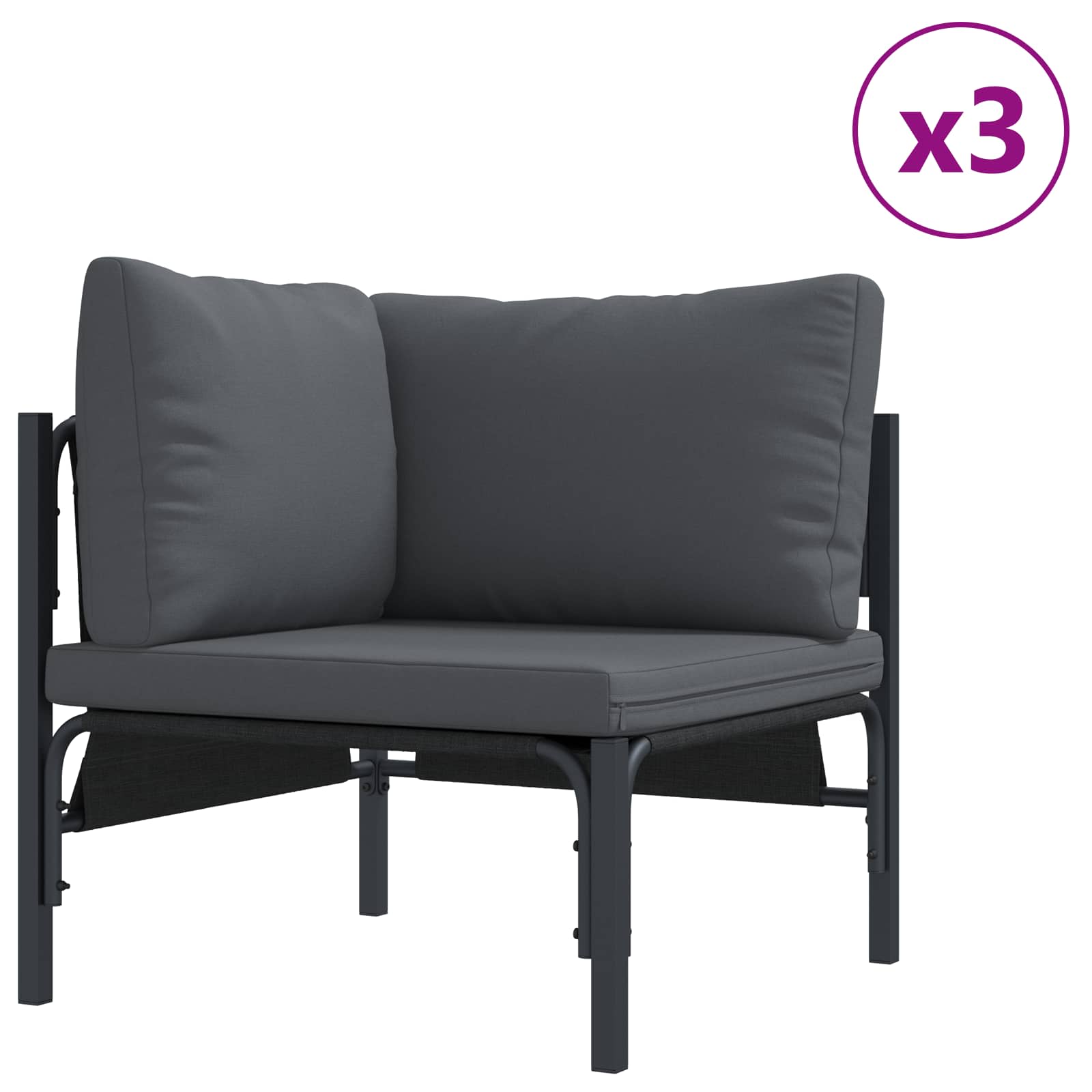 Ensemble de canapé de jardin avec coussin 6 pcs Noir Acier - XIOS