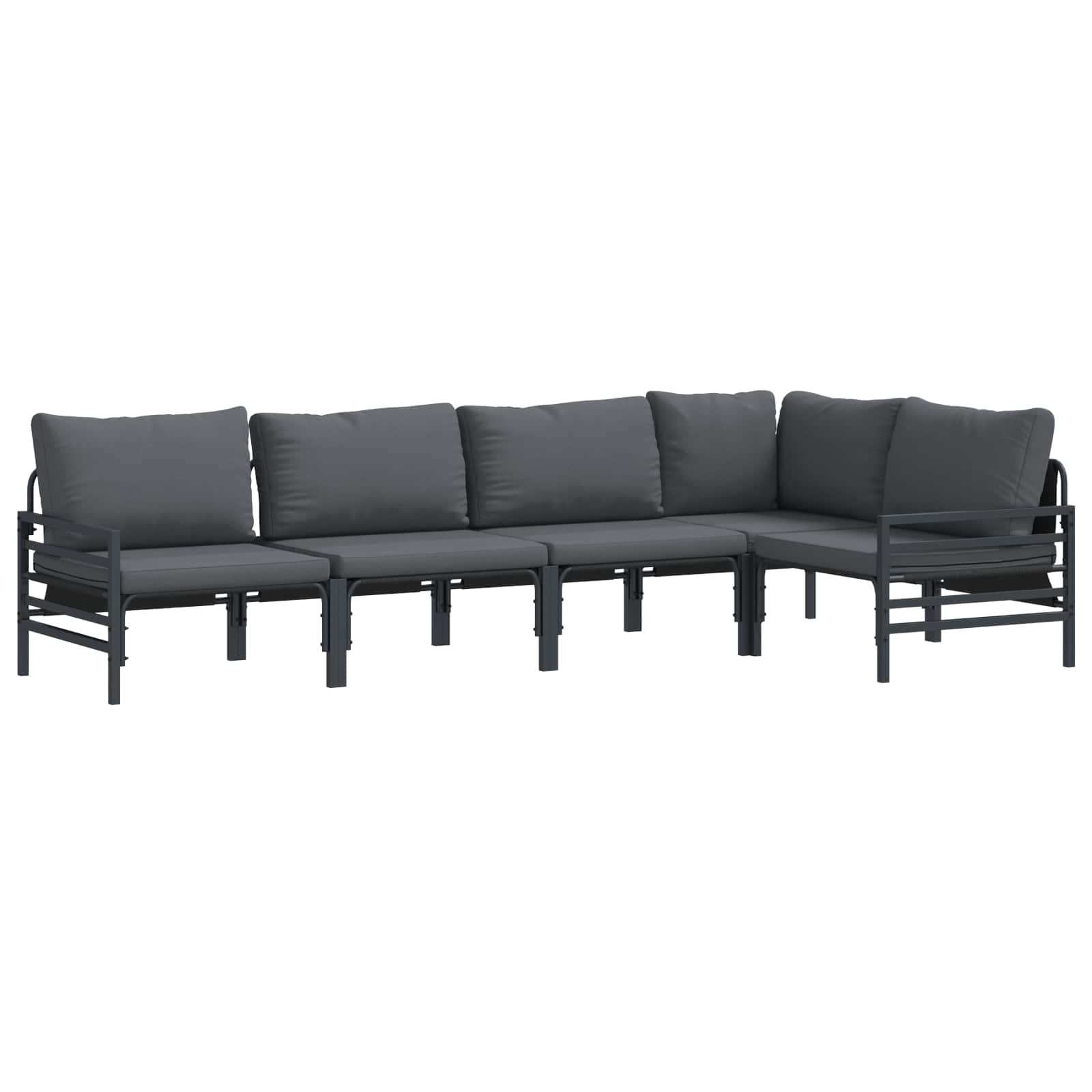 Ensemble de canapé de jardin avec coussin 5 pcs Noir Acier - XIOS