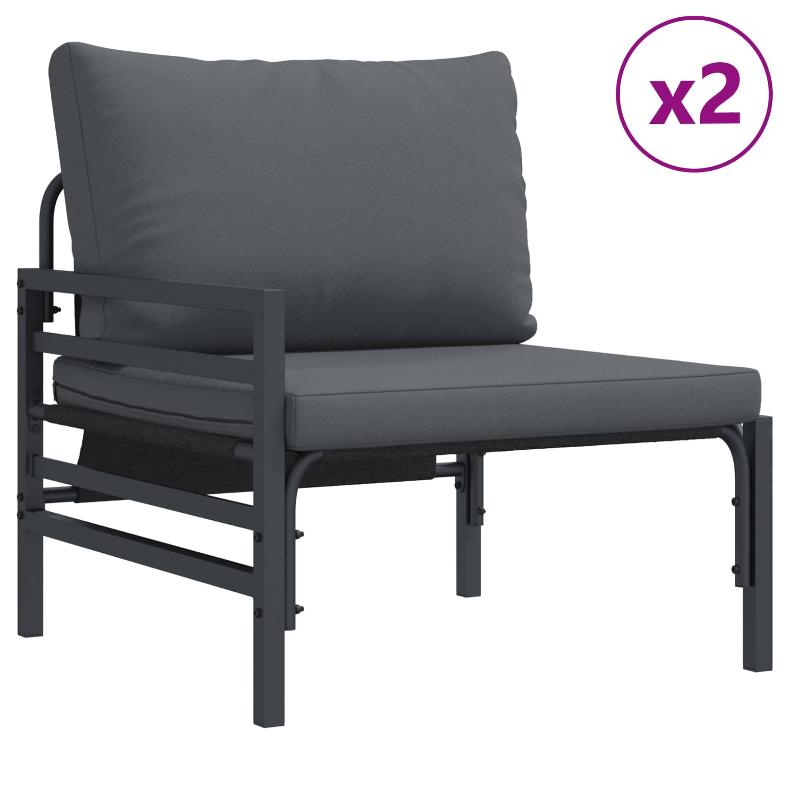 Ensemble de canapé de jardin avec coussin 5 pcs Noir Acier - XIOS
