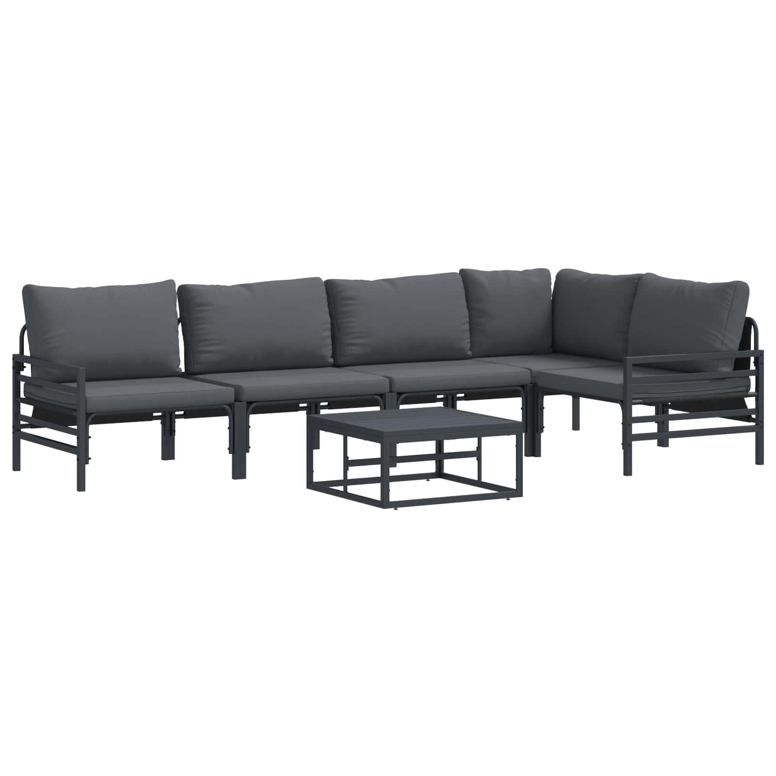 Ensemble de canapé de jardin avec coussin 6 pcs Noir Acier - XIOS