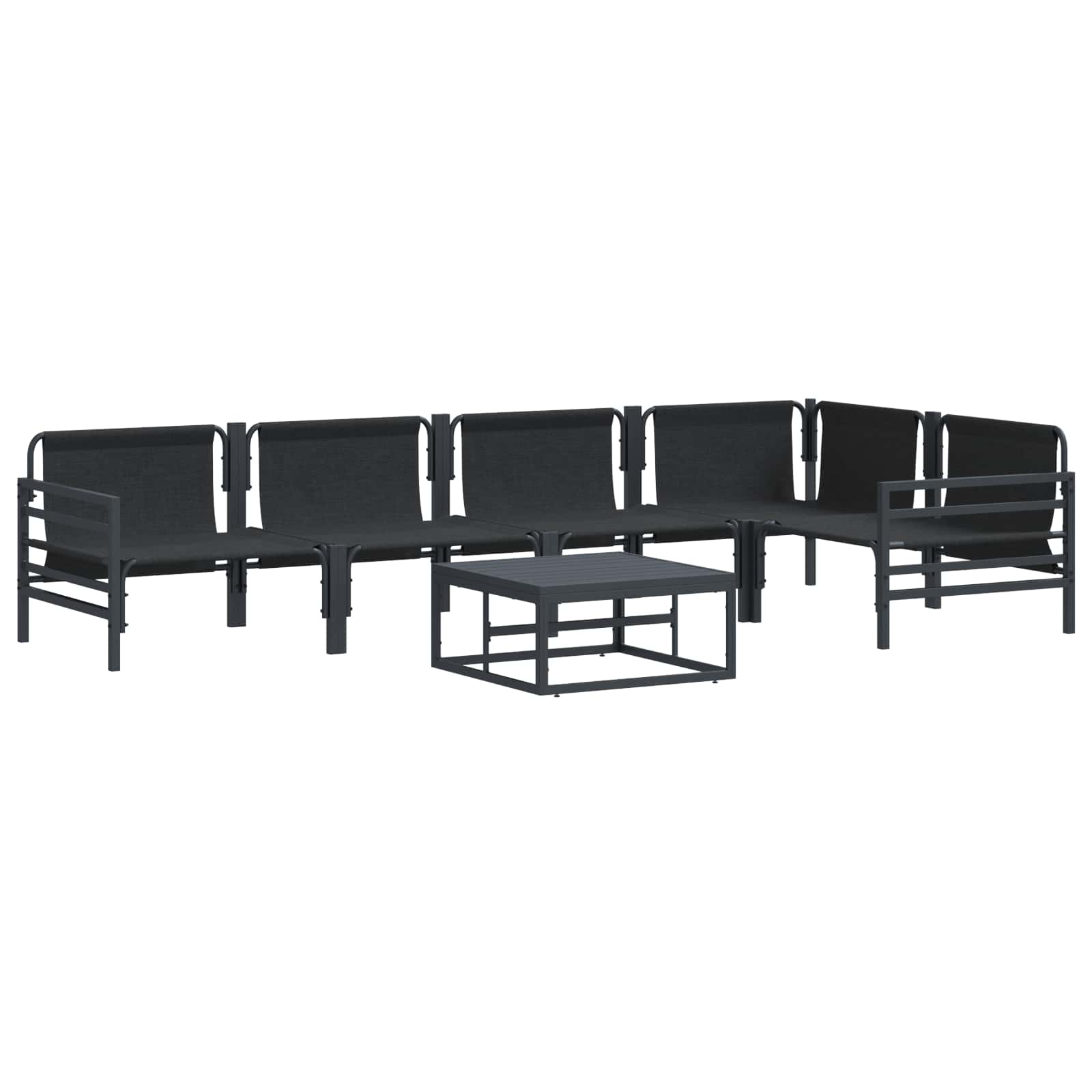 Ensemble de canapé de jardin avec coussin 6 pcs Noir Acier - XIOS