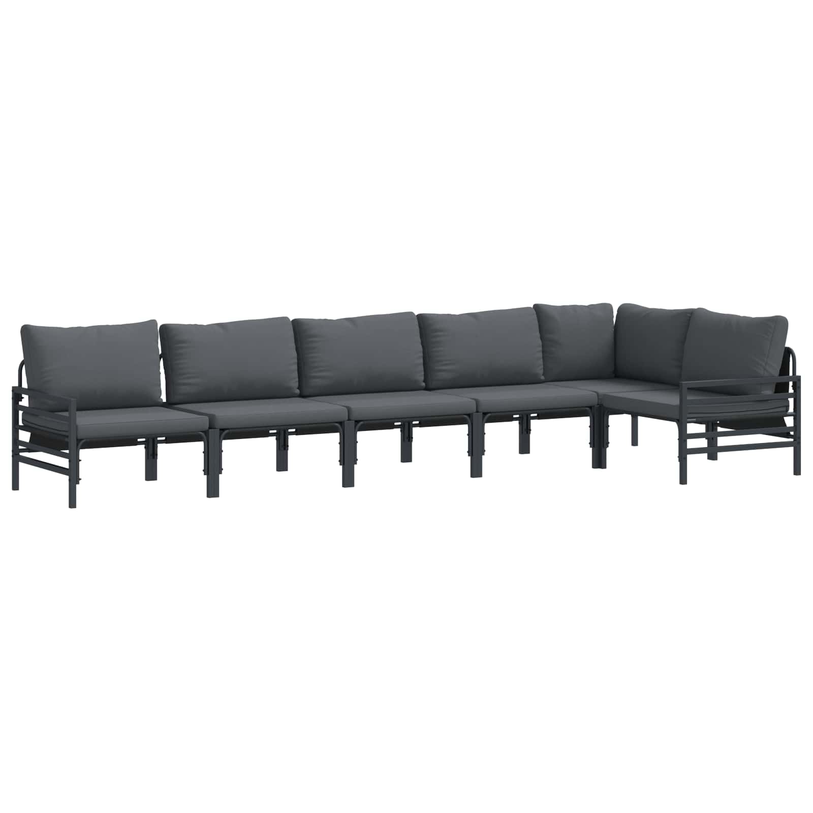 Ensemble de canapé de jardin avec coussin 6 pcs Noir Acier - XIOS