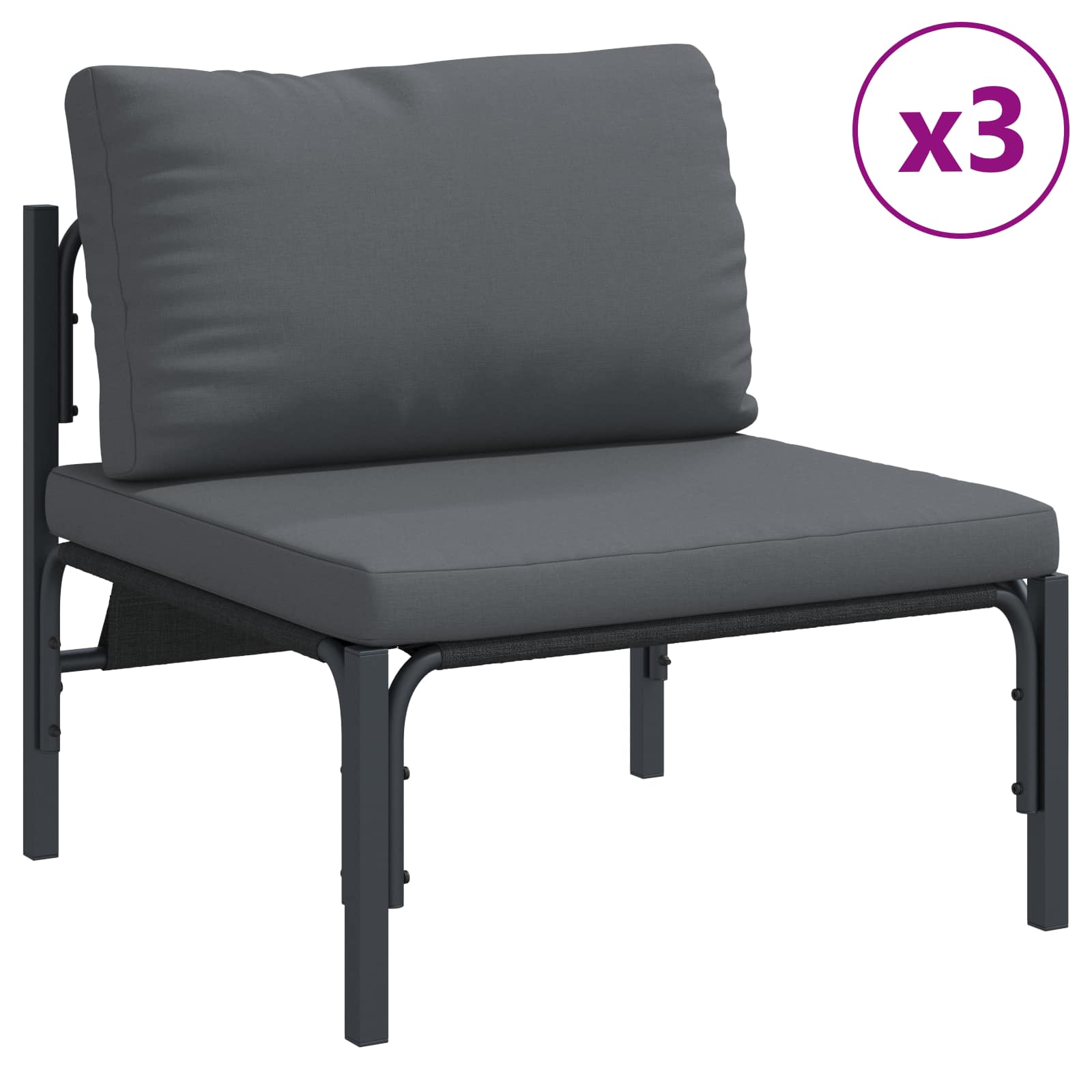 Ensemble de canapé de jardin avec coussin 6 pcs Noir Acier - XIOS