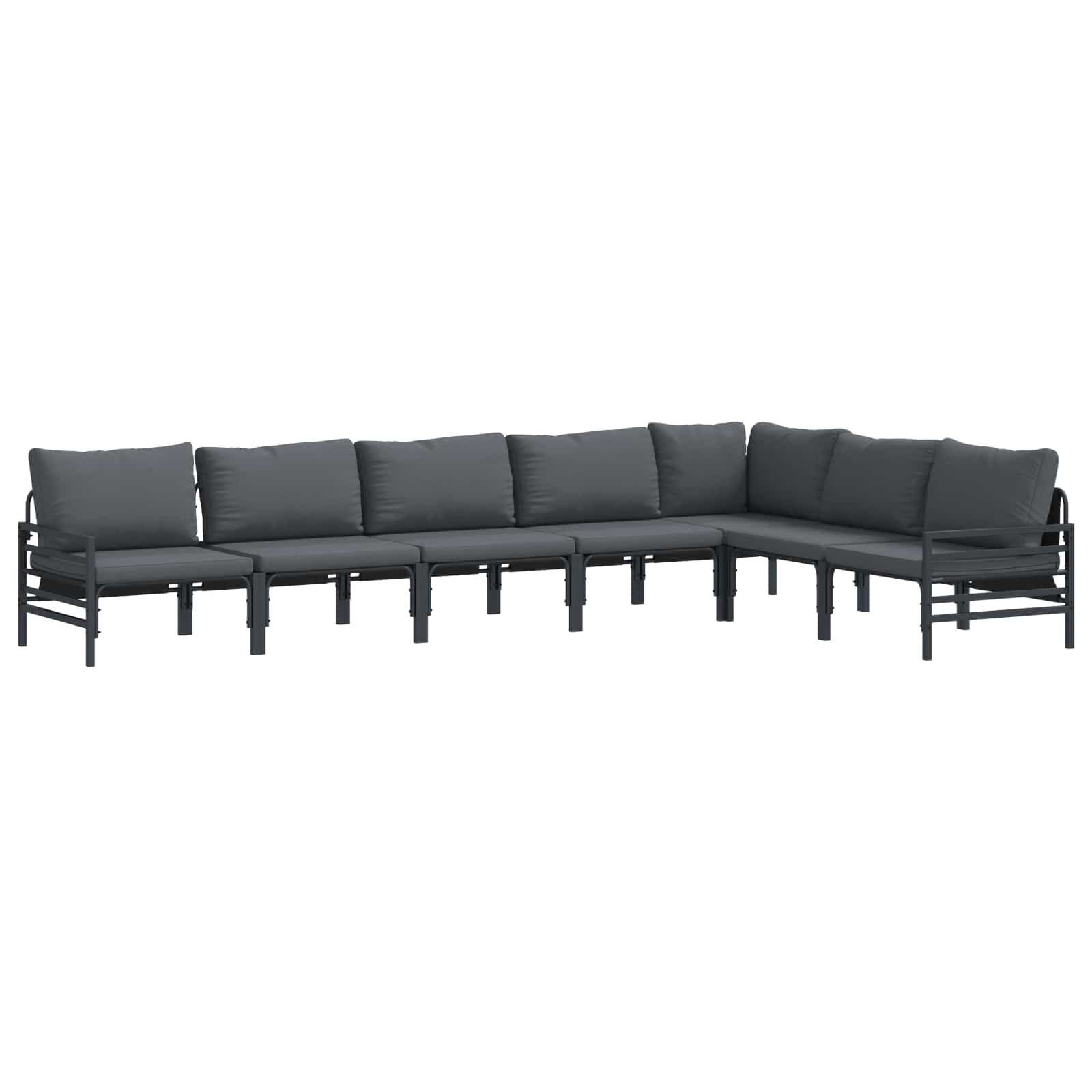 Ensemble de canapé de jardin avec coussin 7 pcs Noir Acier - XIOS