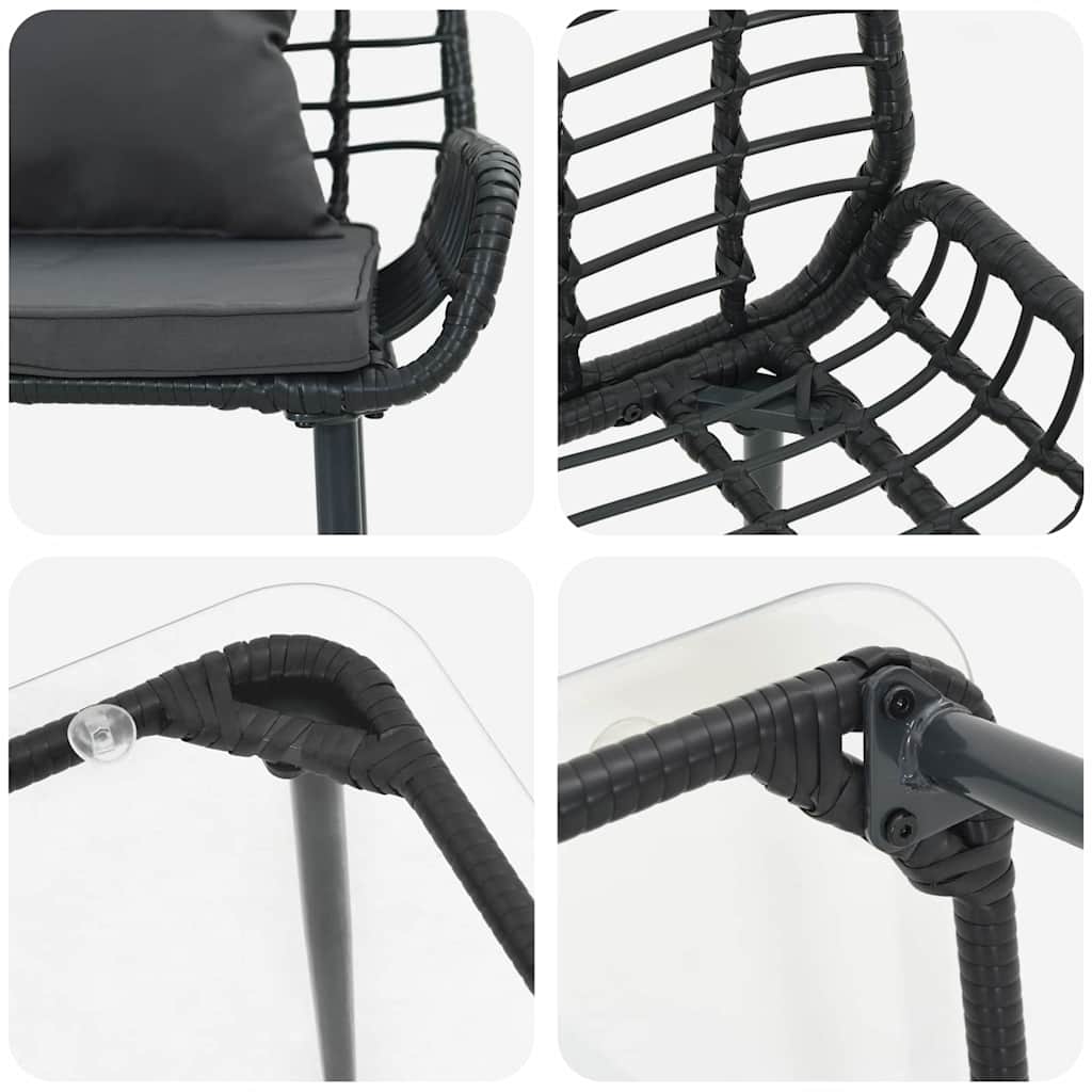 Ensemble de meubles de jardin 4 pcs Noir et Crème polyrotin - XIOS