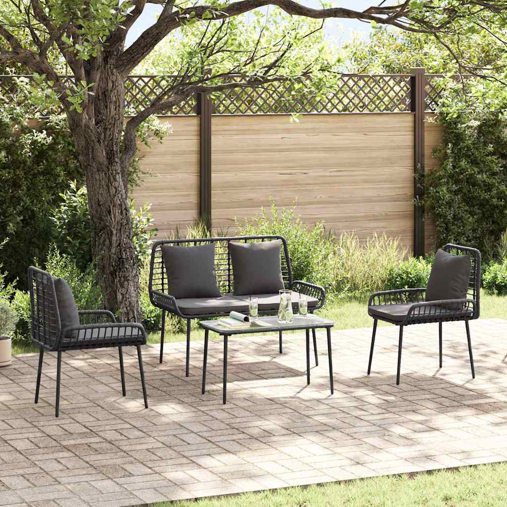Ensemble de meubles de jardin 4 pcs Noir et Crème polyrotin - XIOS