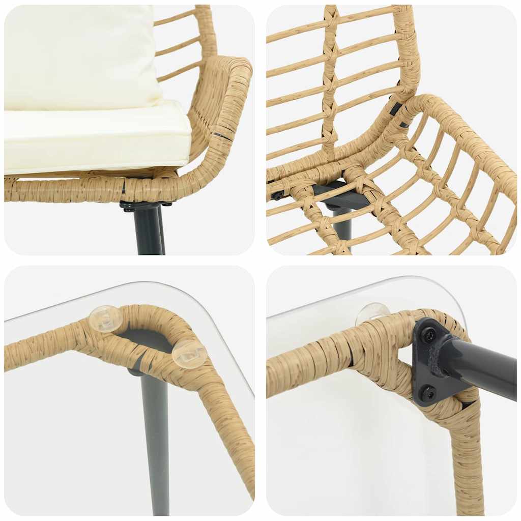 Ensemble de meubles de jardin 4 pcs Noir et Crème polyrotin - XIOS