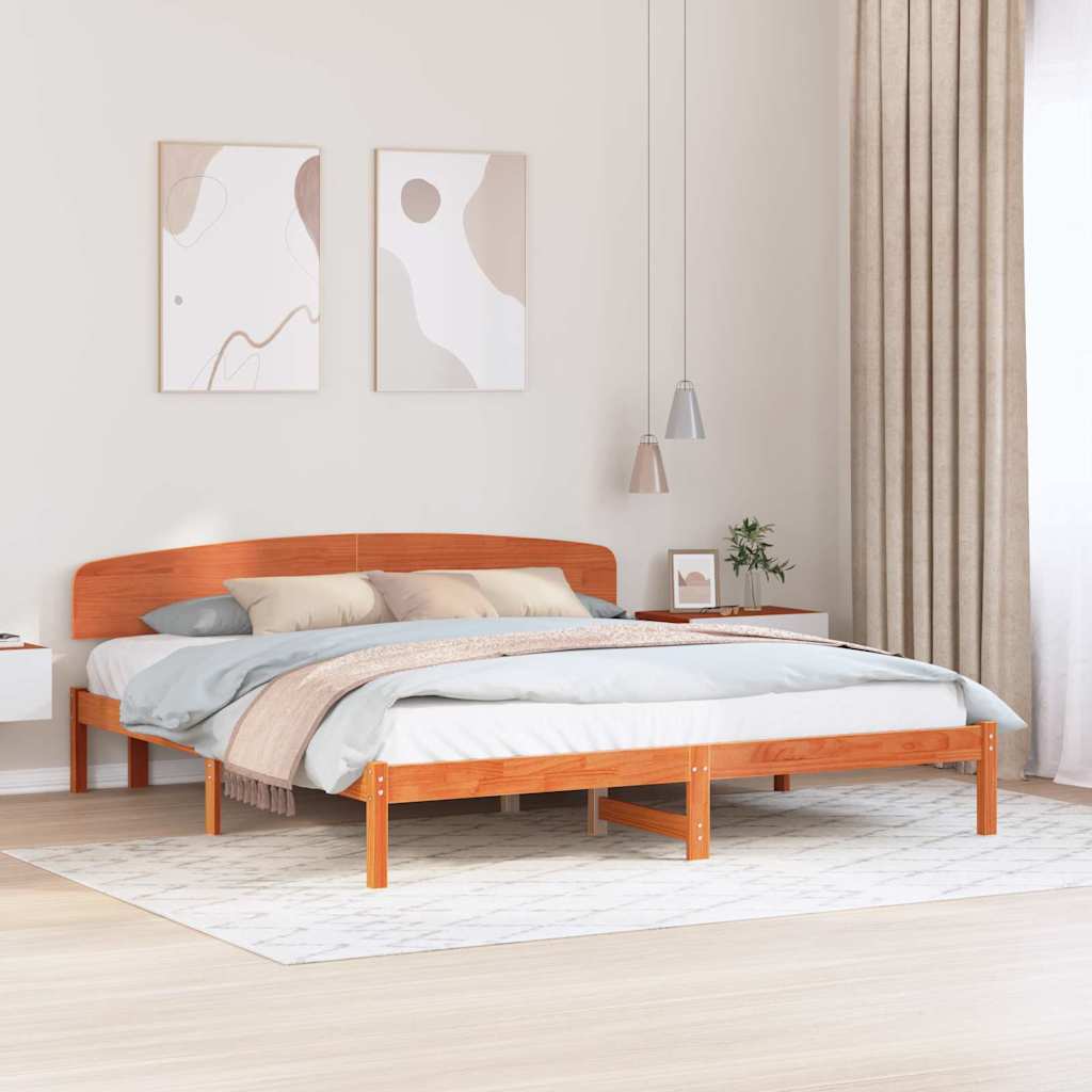 Cadre de lit Marron 200 x 200 cm Bois de pin massif - XIOS