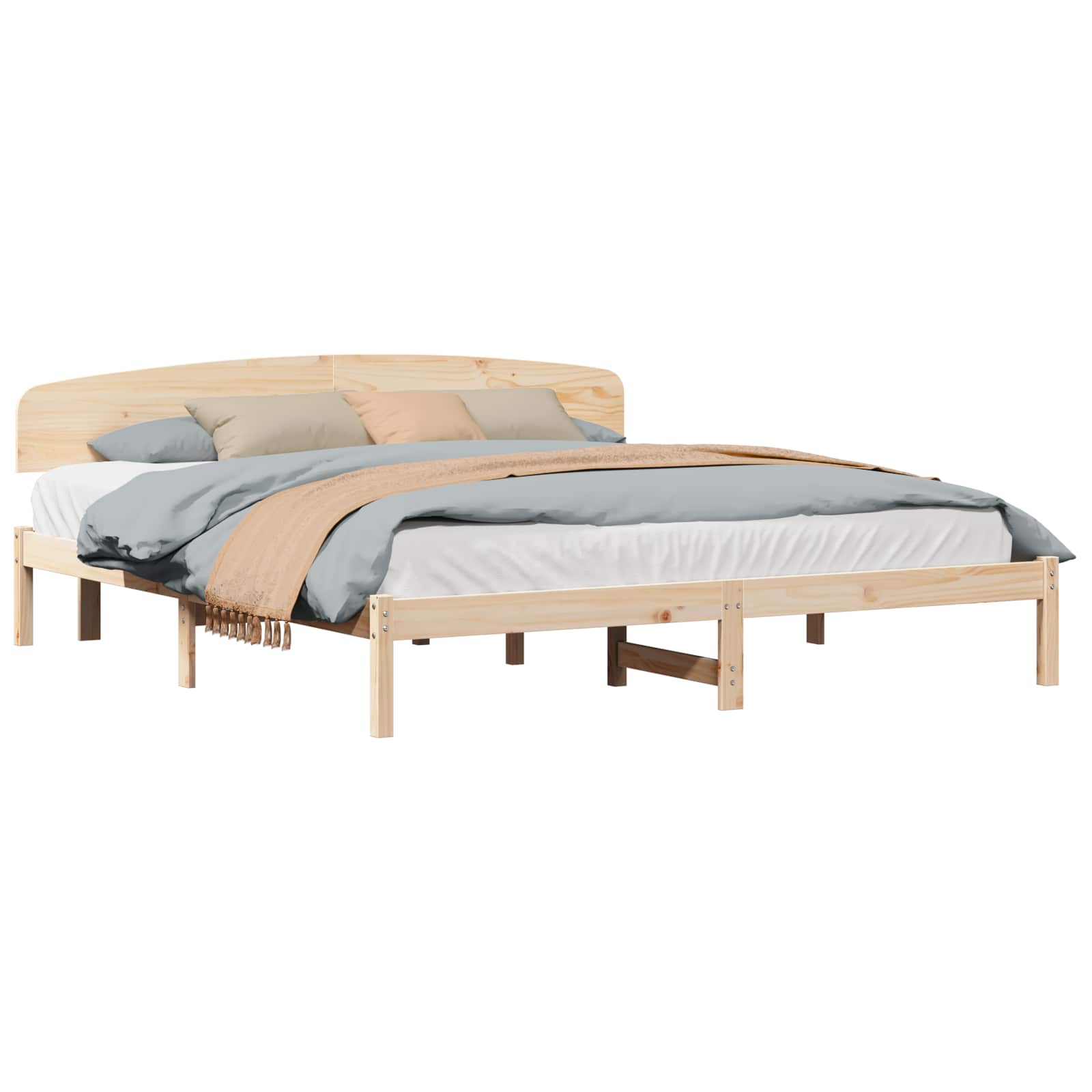 Cadre de lit avec tête de lit Naturel 180 x 200 cm Pin massif - XIOS