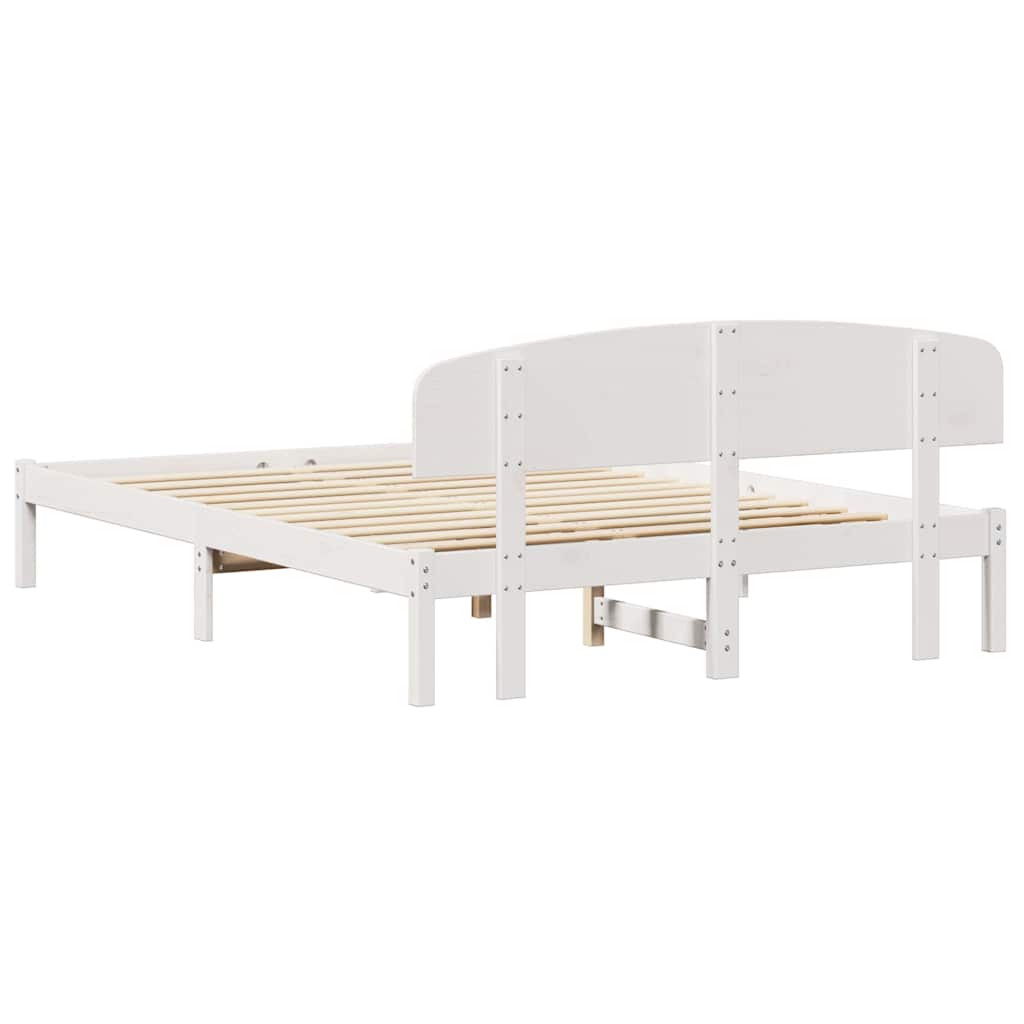 Cadre de lit Blanc 160 x 200 cm Bois de pin massif - XIOS