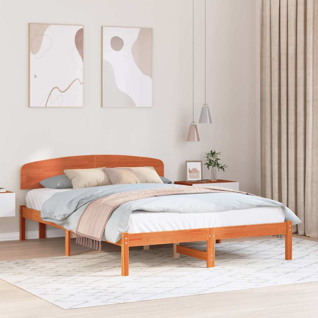 Cadre de lit Marron 150 x 200 cm Bois de pin massif - XIOS