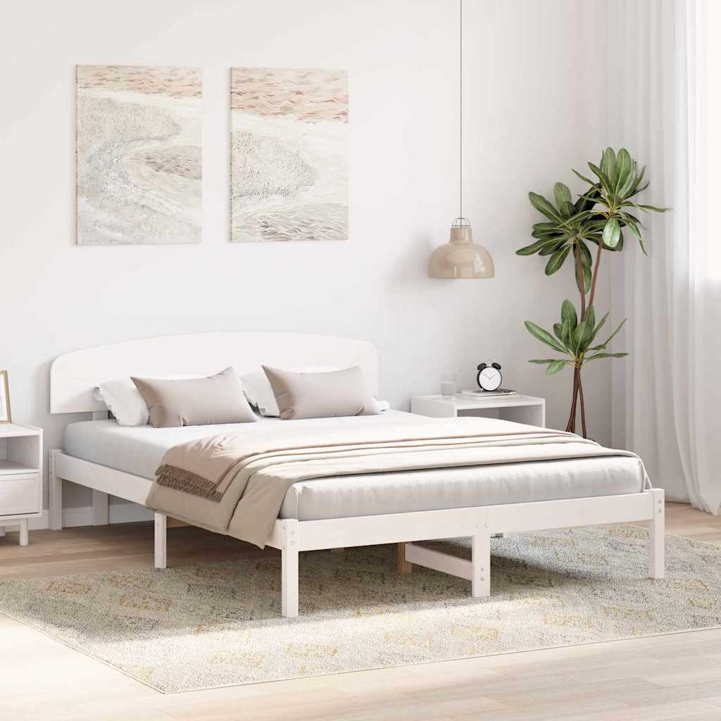 Cadre de lit Blanc 140 x 200 cm Bois de pin massif - XIOS