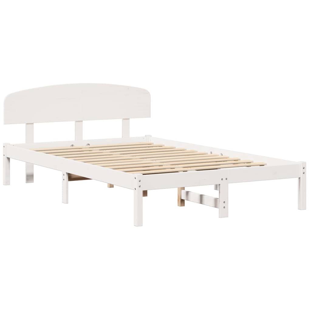 Cadre de lit Blanc 140 x 190 cm Bois de pin massif - XIOS