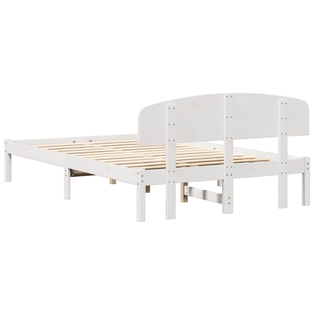 Cadre de lit Blanc 140 x 190 cm Bois de pin massif - XIOS