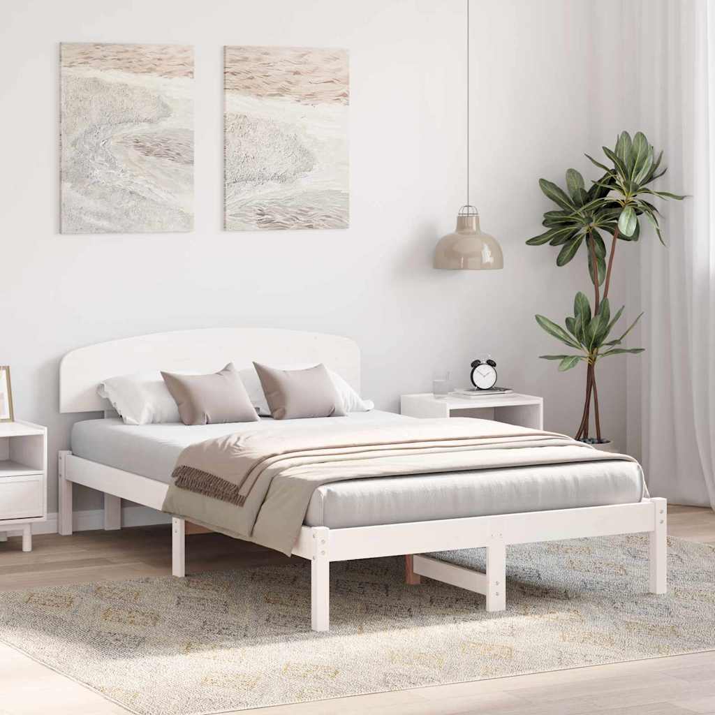Cadre de lit Blanc 120 x 190 cm Bois de pin massif - XIOS