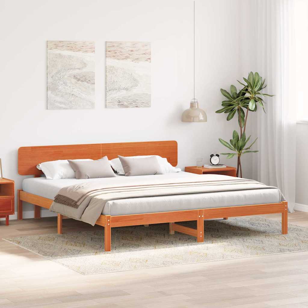 Cadre de lit avec tête de lit Brun cire 180 x 200 cm - XIOS