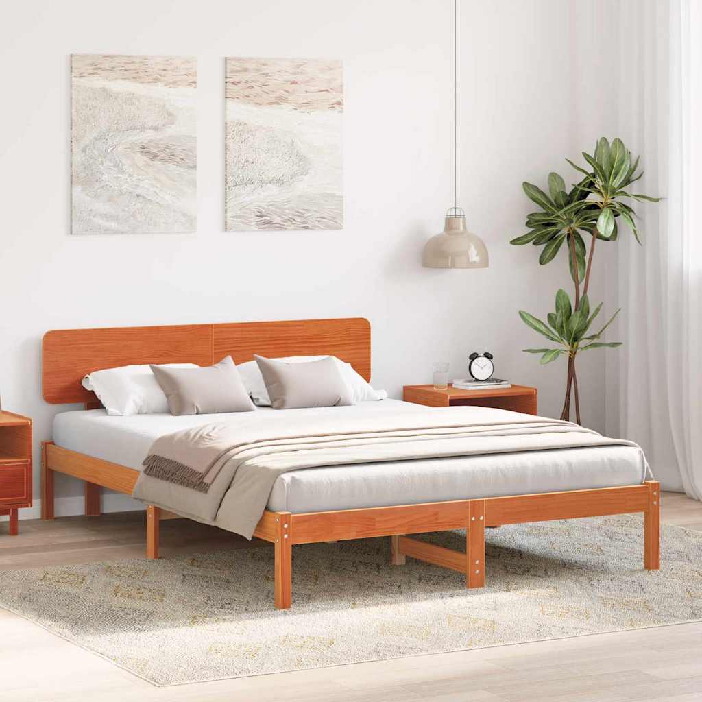 Cadre de lit avec tête de lit Brun cire 160 x 200 cm - XIOS