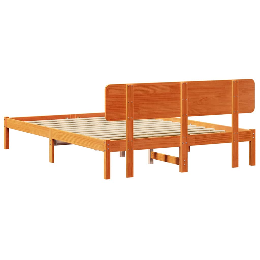 Cadre de lit avec tête de lit Brun cire 140 x 200 cm - XIOS