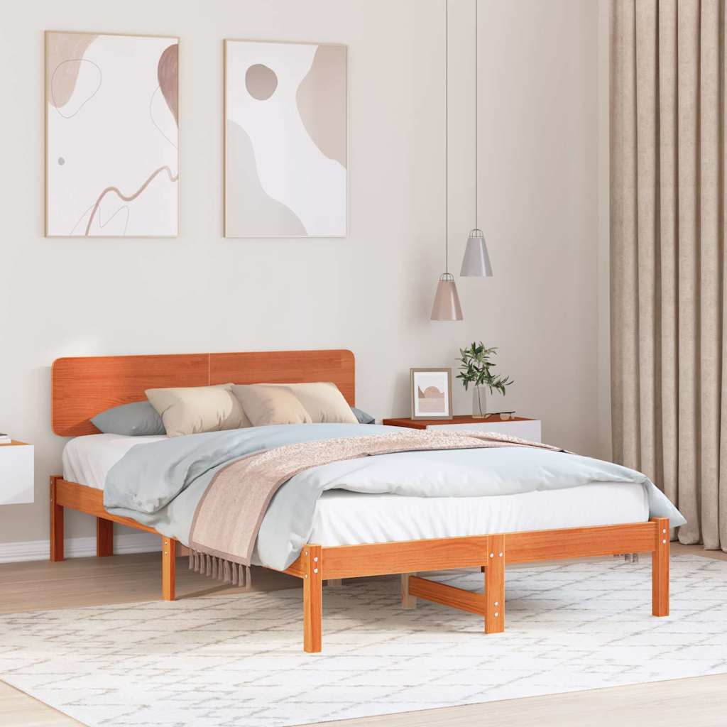 Cadre de lit avec tête de lit Brun cire 140 x 190 cm - XIOS