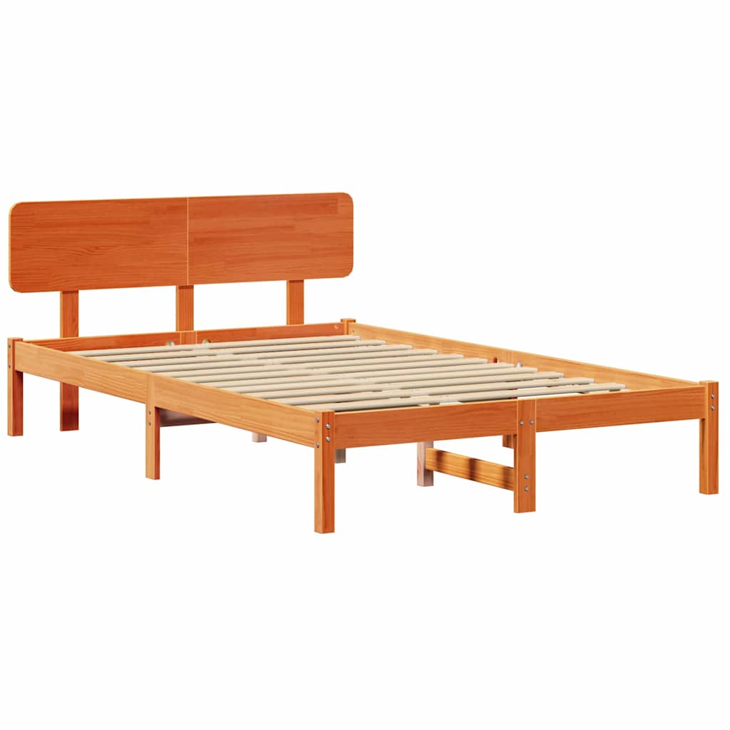 Cadre de lit avec tête de lit Brun cire 135 x 190 cm - XIOS