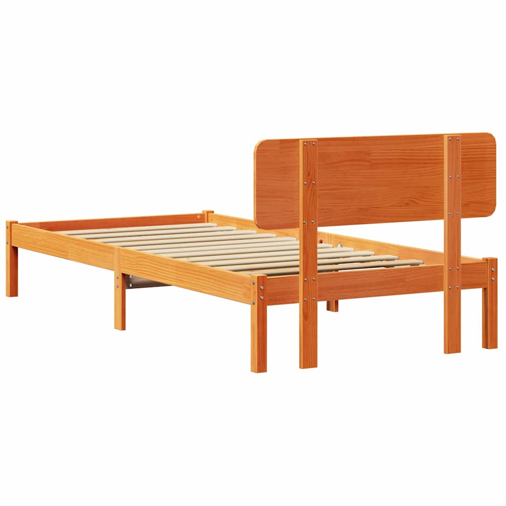 Cadre de lit avec tête de lit Brun cire 90 x 190 cm - XIOS