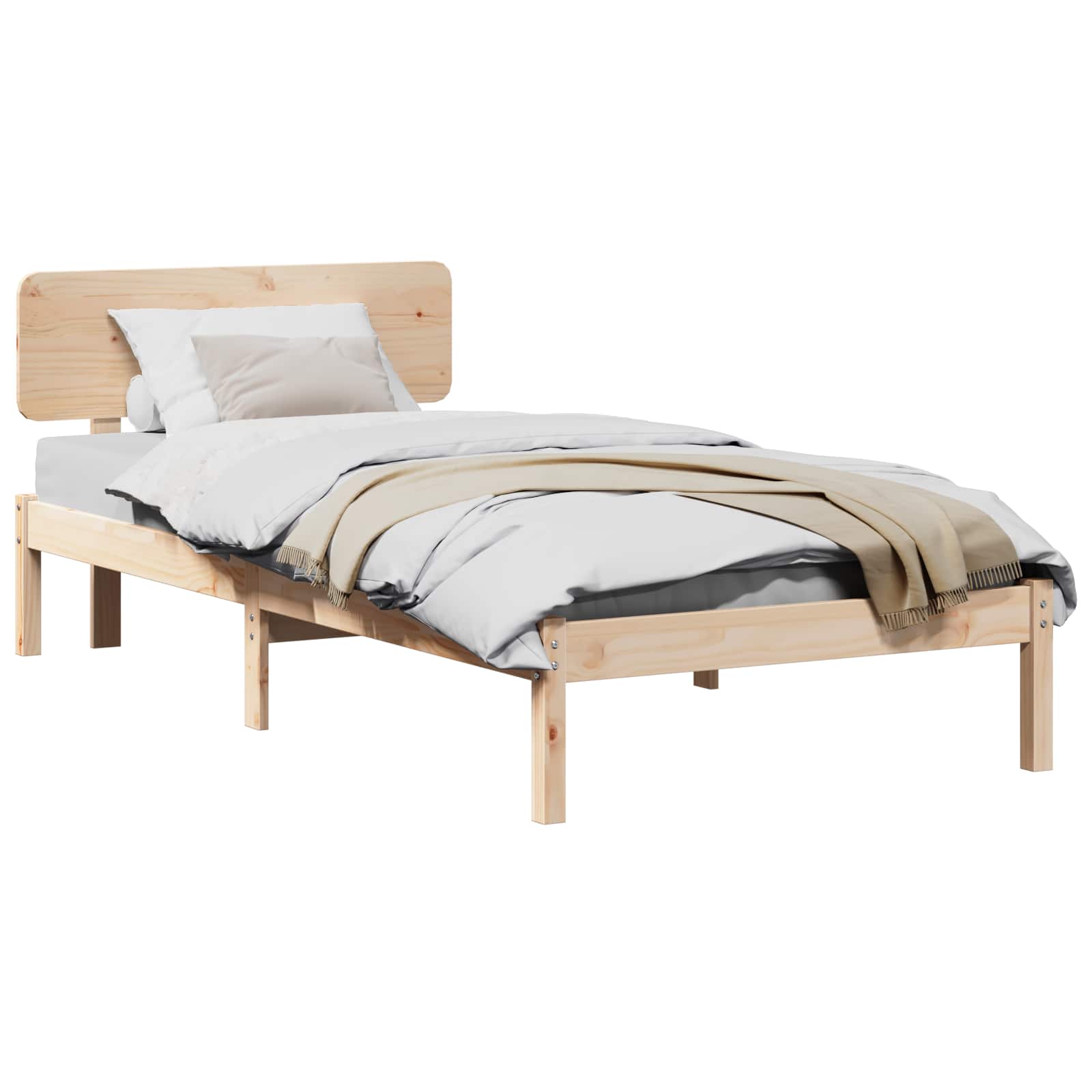 Cadre de lit avec tête de lit Naturel 75 x 190 cm Pin massif - XIOS