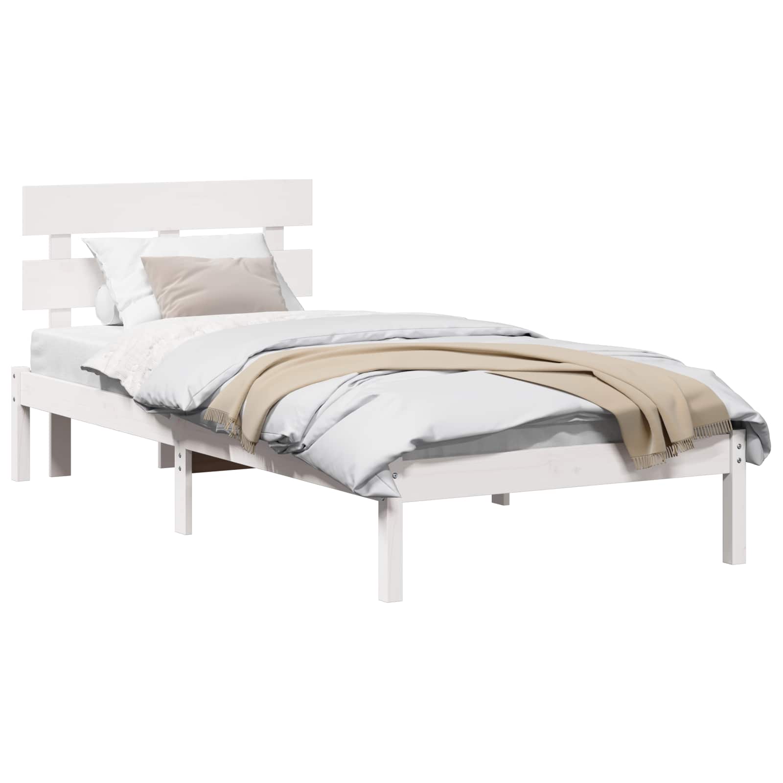 Cadre de lit Blanc 100 x 200 cm Bois de pin massif - XIOS