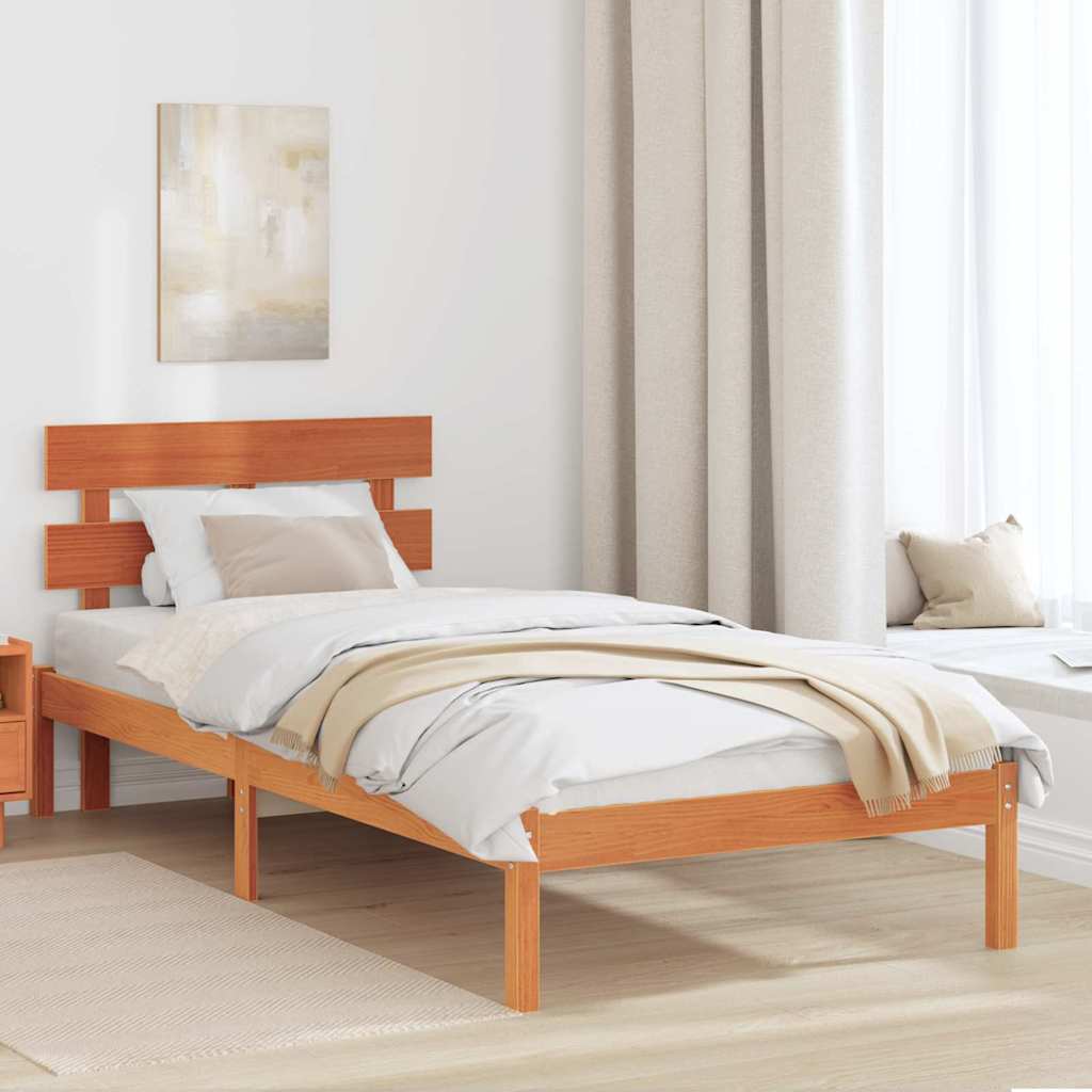 Cadre de lit Marron 100 x 200 cm Bois de pin massif - XIOS