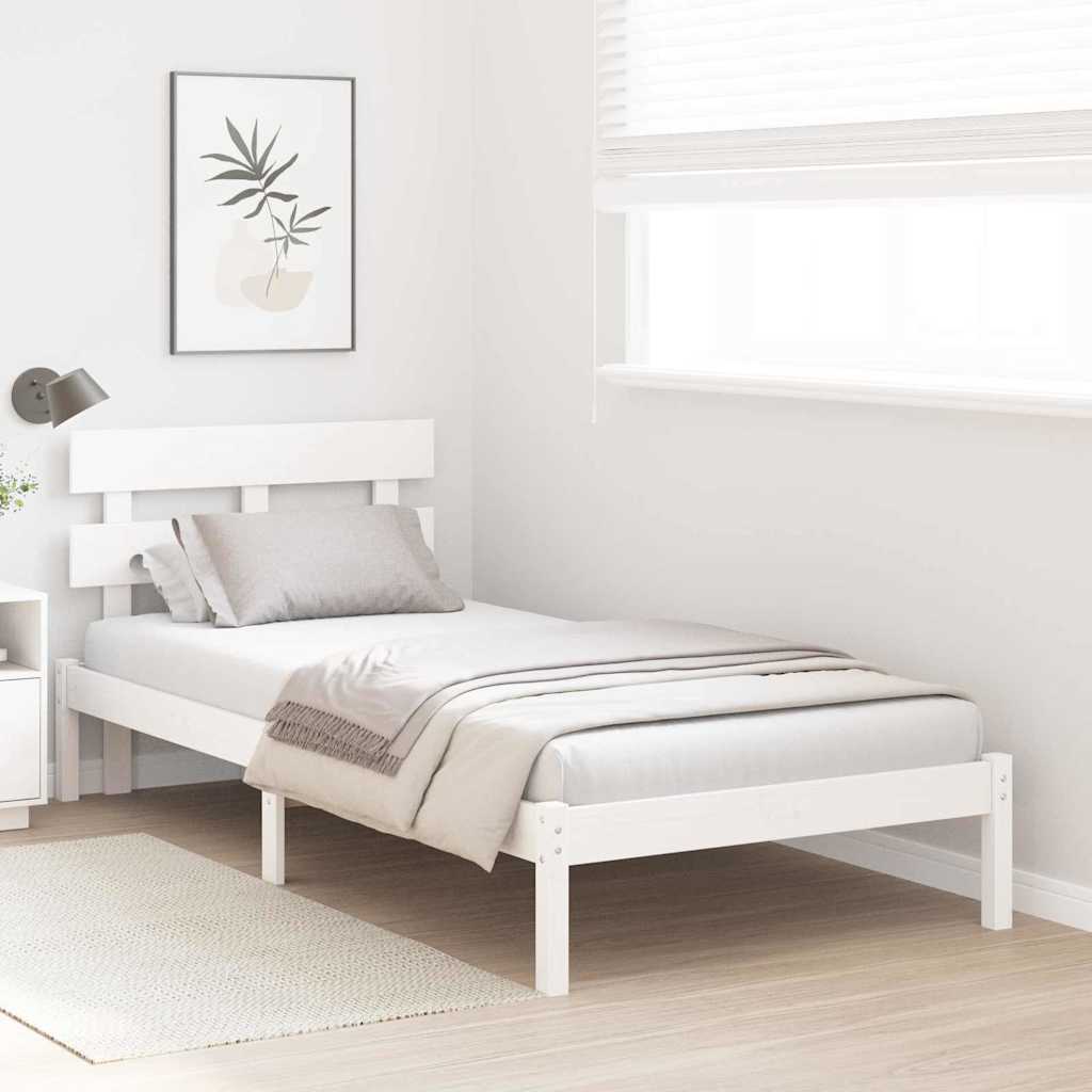 Cadre de lit Blanc 90 x 190 cm Bois de pin massif - XIOS