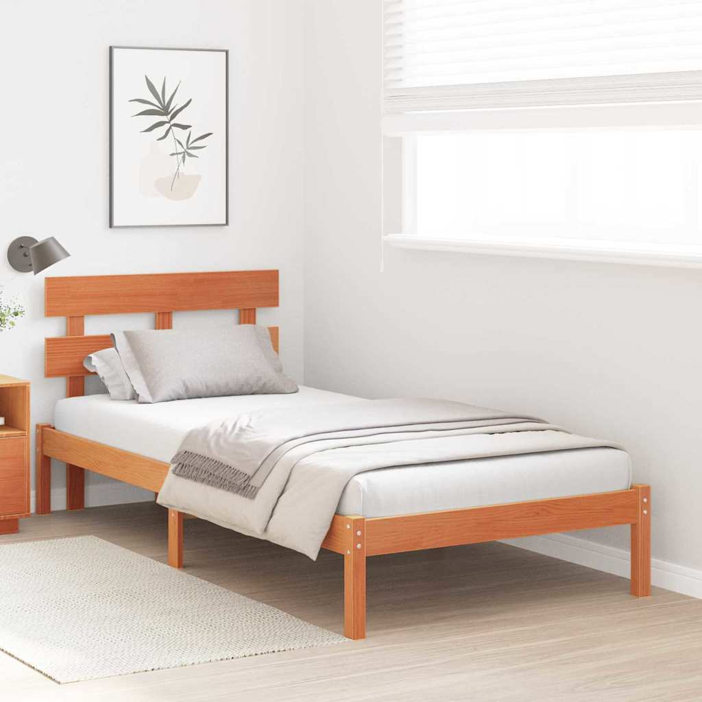 Cadre de lit Marron 90 x 190 cm Bois de pin massif - XIOS