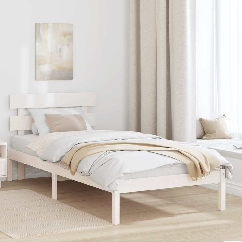 Cadre de lit Blanc 75 x 190 cm Bois de pin massif - XIOS