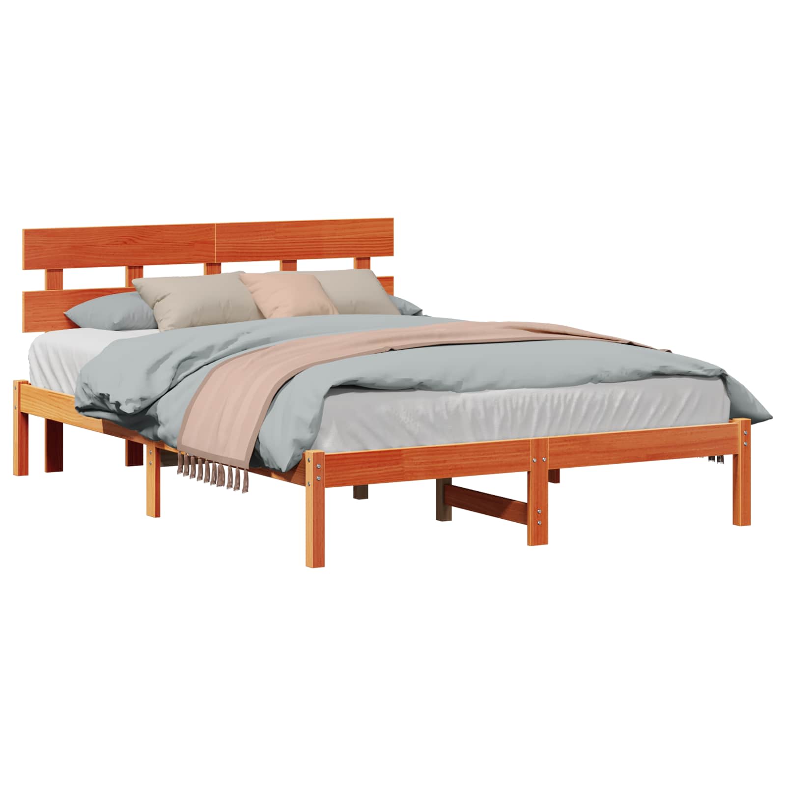 Cadre de lit Marron 150 x 200 cm Bois de pin massif - XIOS