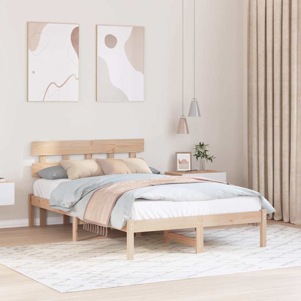 Cadre de lit Marron 140 x 190 cm Bois de pin massif - XIOS
