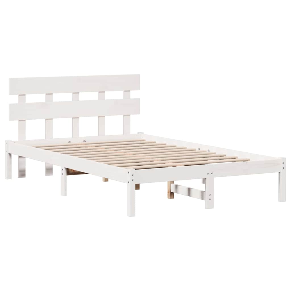 Cadre de lit Blanc 140 x 190 cm Bois de pin massif - XIOS