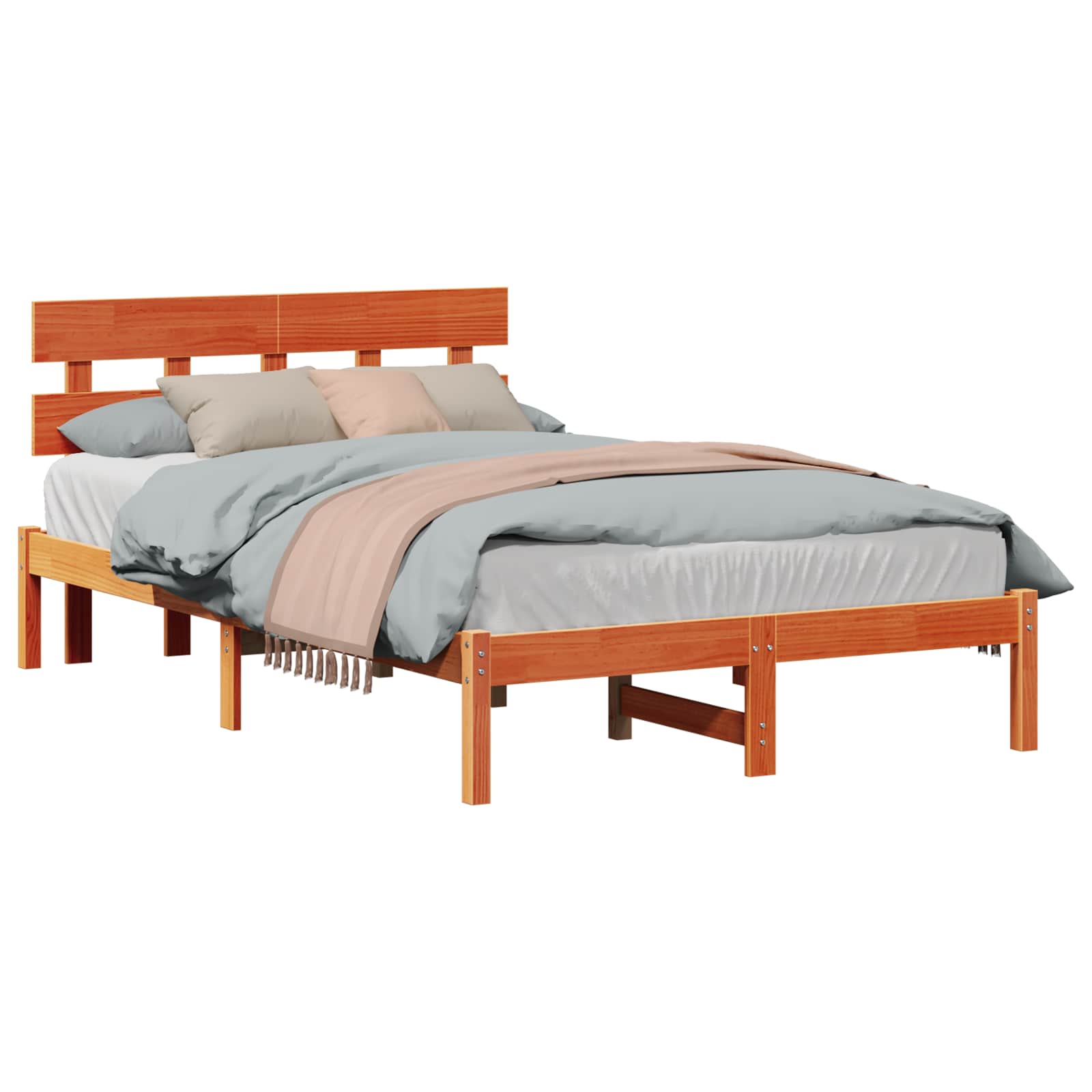 Cadre de lit Marron 140 x 190 cm Bois de pin massif - XIOS