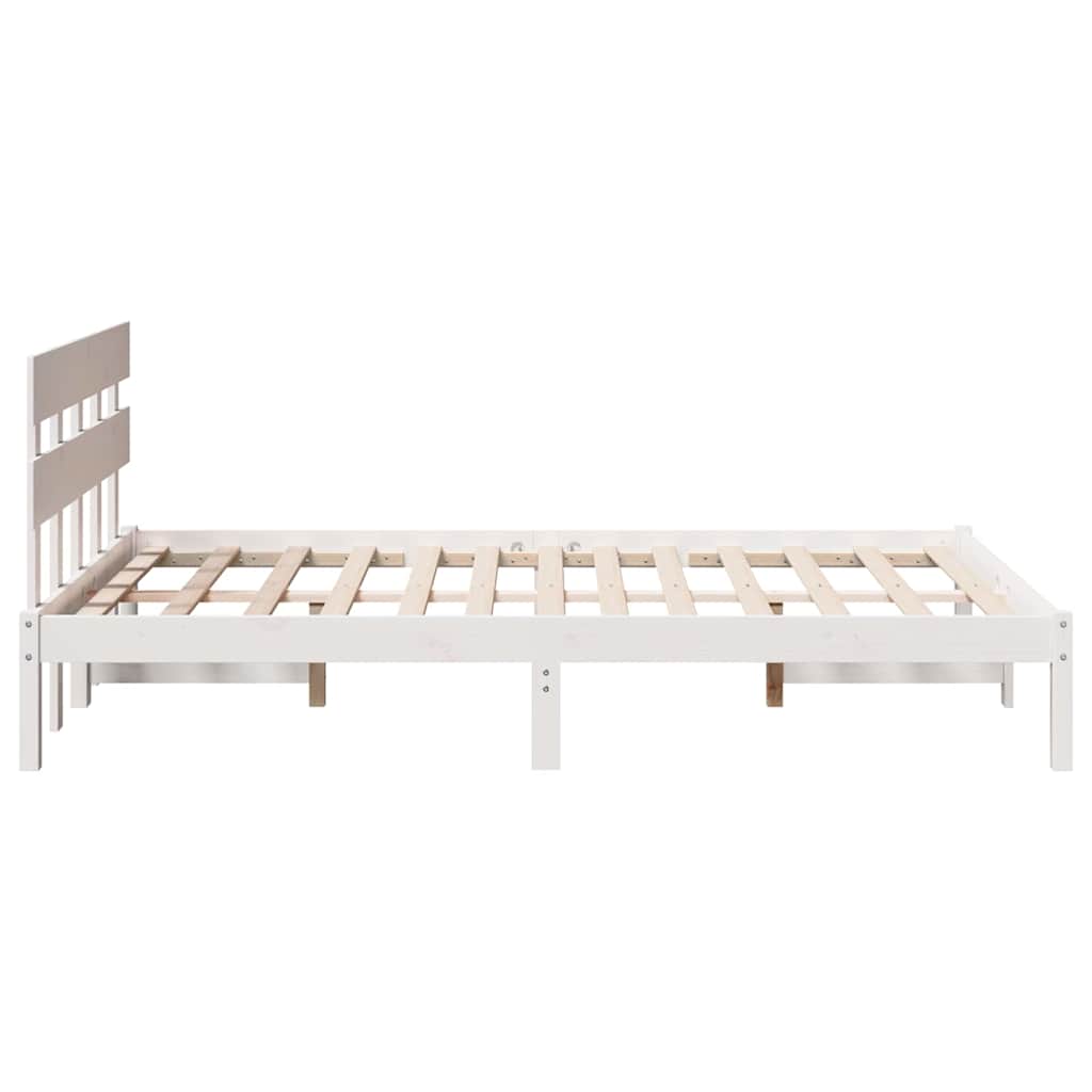 Cadre de lit Blanc 135 x 190 cm Bois de pin massif - XIOS
